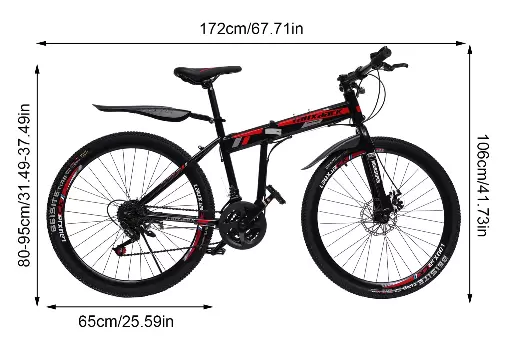 26" mountainbike voor heren, vouwfiets met spatbord, 21 versnellingen, herenfiets, fietsen met dubbele schijfrem