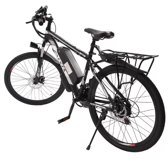 26" elektrische fiets E-MTB, 250 W motor, 25 km/u en 21 snelheden, elektrische fiets met LED-koplamp en LCD-display voor heren en dames