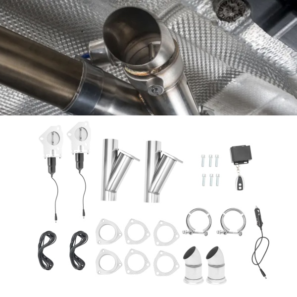 Clapet d'échappement électrique 2,5"/63 mm - Kit de commande d'échappement en acier inoxydable Clapet d'échappement électrique 2,5"/63 mm - Kit de commande d'échappement en acier inoxydable