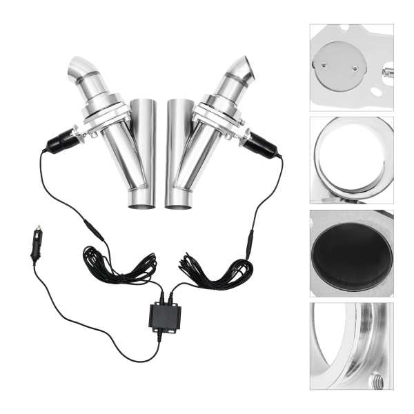 Clapet d'échappement électrique 2,5"/63 mm - Kit de commande d'échappement en acier inoxydable Clapet d'échappement électrique 2,5"/63 mm - Kit de commande d'échappement en acier inoxydable