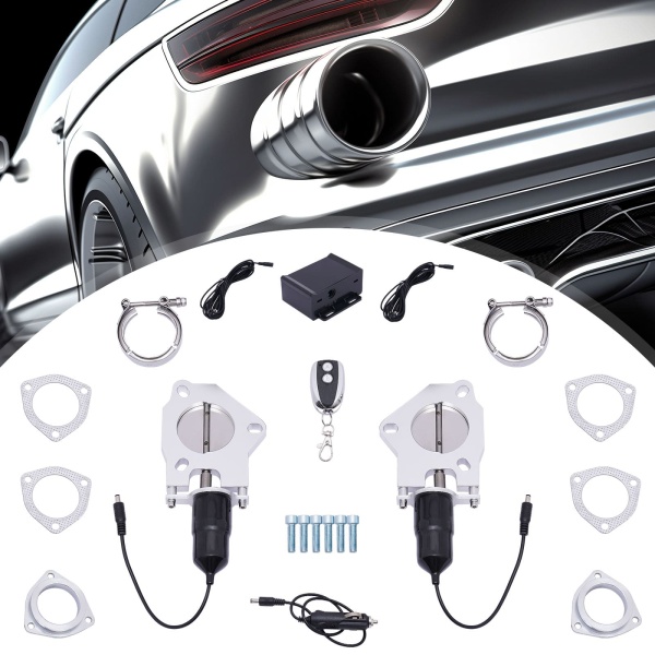 Clapet d'échappement électrique 2,5"/63 mm - Kit de commande d'échappement en acier inoxydable Clapet d'échappement électrique 2,5"/63 mm - Kit de commande d'échappement en acier inoxydable