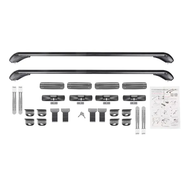 Lot de 2 barres de toit universelles verrouillables pour porte-vélos, coffre de toit, porte-skis, longueur 1 m, Noir