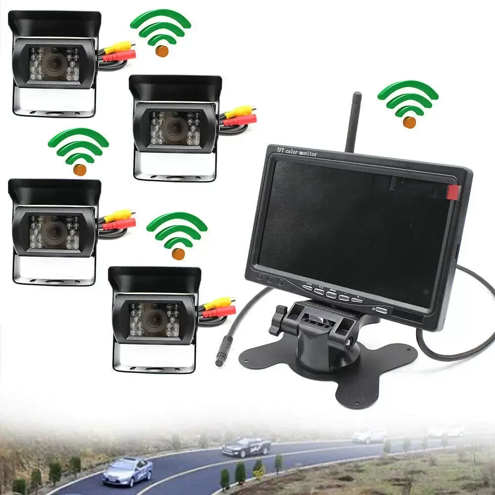 Système d'aide au stationnement pour camions de Camping-Car 4 caméras de recul Radio 7 Pouces LCD