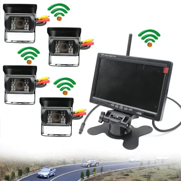 Système d'aide au stationnement pour camions de Camping-Car 4 caméras de recul Radio 7 Pouces LCD
