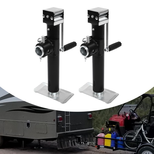 Lot de 2 pieds de support pour remorque - Support de levage pour charges lourdes - Avec manivelle - 1000 kg - Charge de support - 1 t