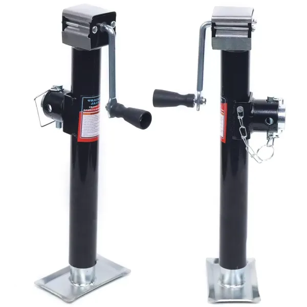 Lot de 2 pieds de support pour remorque - Support de levage pour charges lourdes - Avec manivelle - 1000 kg - Charge de support - 1 t