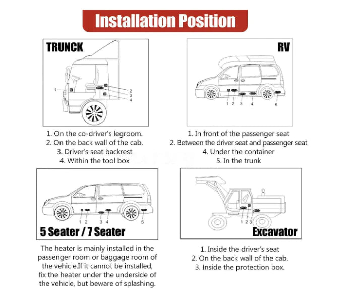 Radiateur diesel 8 kW avec thermostat LCD pour voiture, camion, bus, caravane, chauffage sur pied