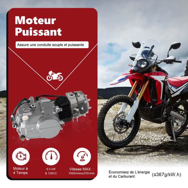 Kit de moteur 125 cm³ entièrement automatique - Démarreur électrique supérieur - Pitbike Cross - 4 vitesses - Démarreur manuel pour CRF50 XR50 Z50