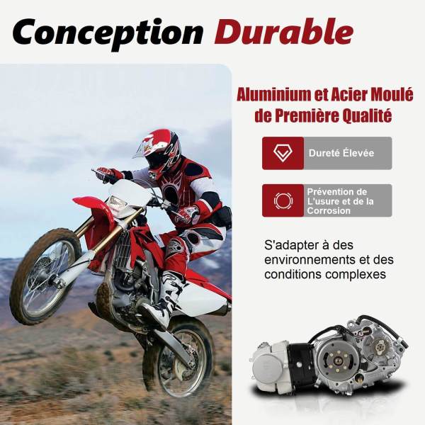 Kit de moteur 125 cm³ entièrement automatique - Démarreur électrique supérieur - Pitbike Cross - 4 vitesses - Démarreur manuel pour CRF50 XR50 Z50