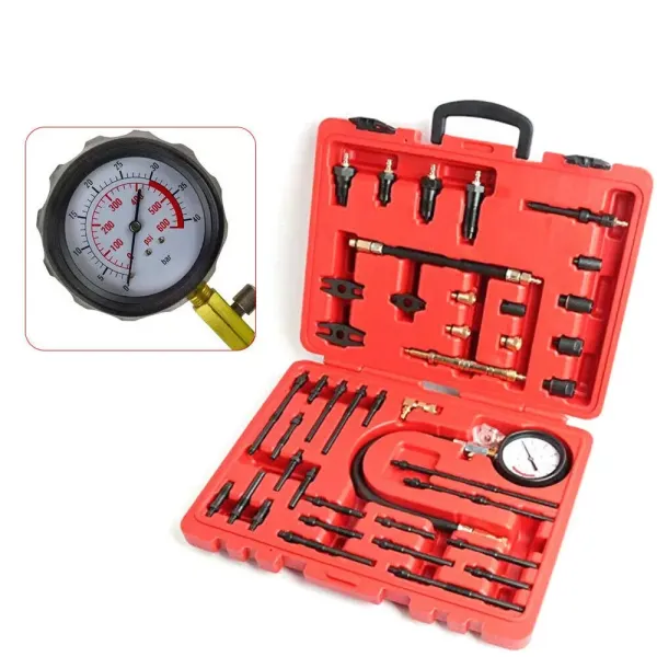 Testeur de compression avec boîte 40 bar / 600 psi - Testeur de compression pour moteurs essence diesel