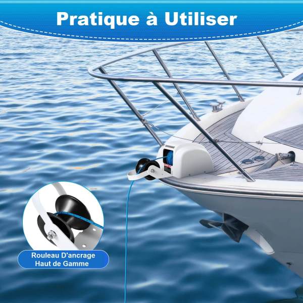 Treuil électrique 12 V pour eau douce et eau salée - Treuil avec fil - Portée jusqu'à 20 kg