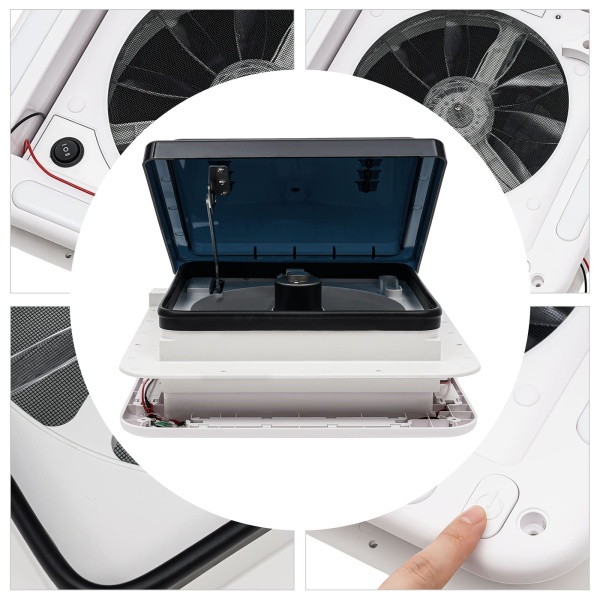 Ventilation de toit et ventilateur d'extraction avec éclairage LED pour caravane et camping-car 28 x 28 cm 12 V