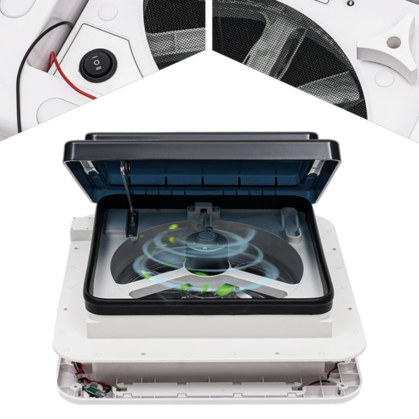 Ventilation de toit et ventilateur d'extraction avec éclairage LED pour caravane et camping-car 28 x 28 cm 12 V Ventilation de toit et ventilateur d'extraction avec éclairage LED pour caravane et camping-car 28 x 28 cm 12 V