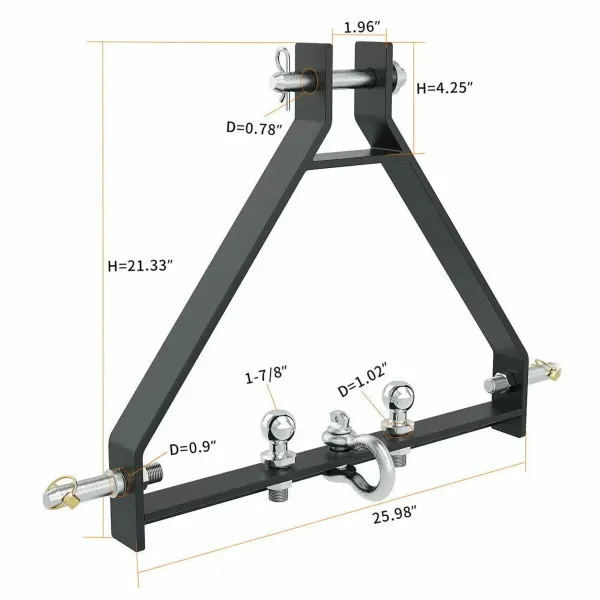 Rail d'attelage de tracteur avec suspension en trois points - 660 mm - Catégorie I Rail d'attelage
