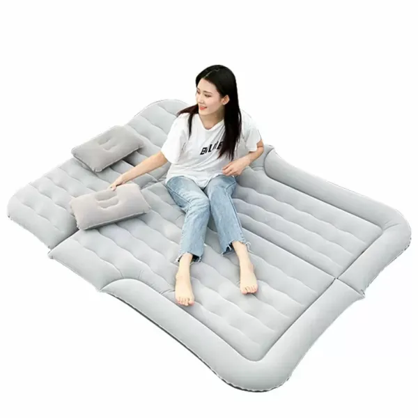 Matelas de voiture portable SUV Matelas gonflable pour camping avec 2 oreillers + pompe à air (gris)
