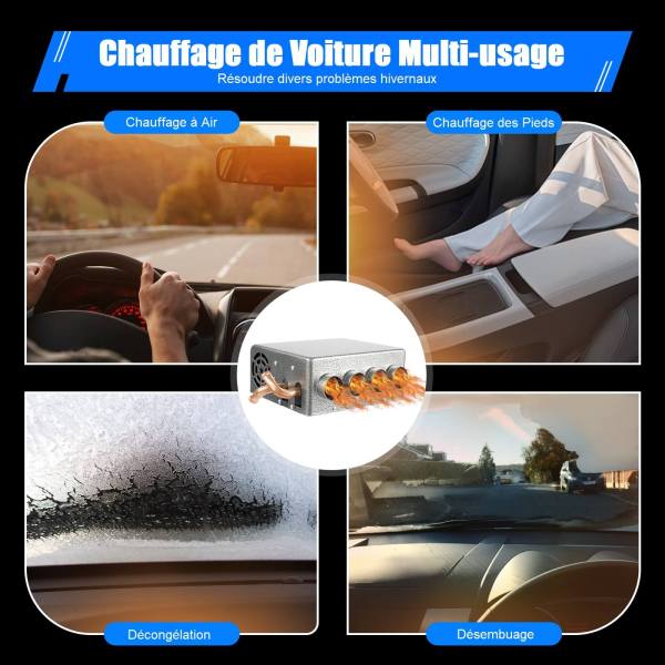 Chauffage de voiture universel compact 4 ports avec régulateur de vitesse 12 V + interrupteur Chauffage de voiture universel compact 4 ports avec régulateur de vitesse 12 V + interrupteur