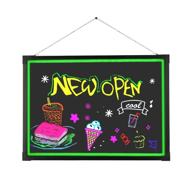 Tableau d'affichage LED 60 cm x 80 cm avec télécommande et 8 stylos néon, design DIY pour café, bar, restaurant, mariage