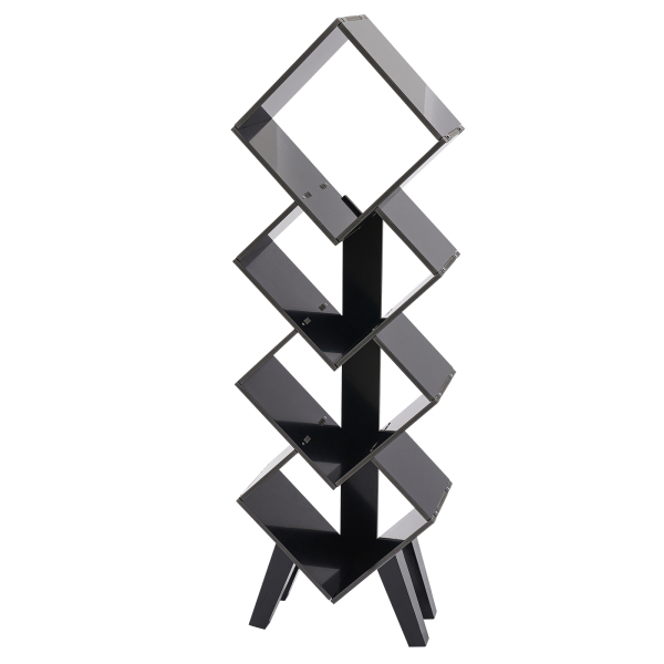 Étagère à 4 niveaux, étagère moderne, étagère debout, noire