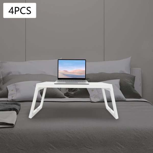 Lot de 4 tables de plateau de lit avec pieds pliables tables pliantes avec plateaux de service de nourriture blanc Lot de 4 tables de plateau de lit avec pieds pliables tables pliantes avec plateaux de service de nourriture blanc