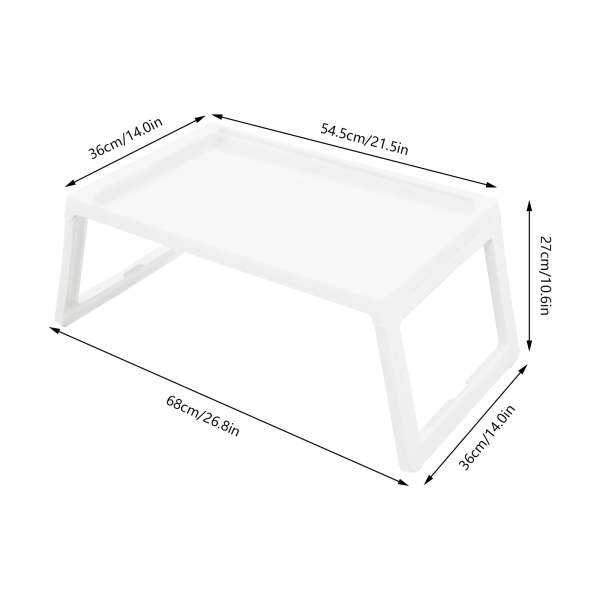 Lot de 4 tables de plateau de lit avec pieds pliables tables pliantes avec plateaux de service de nourriture blanc