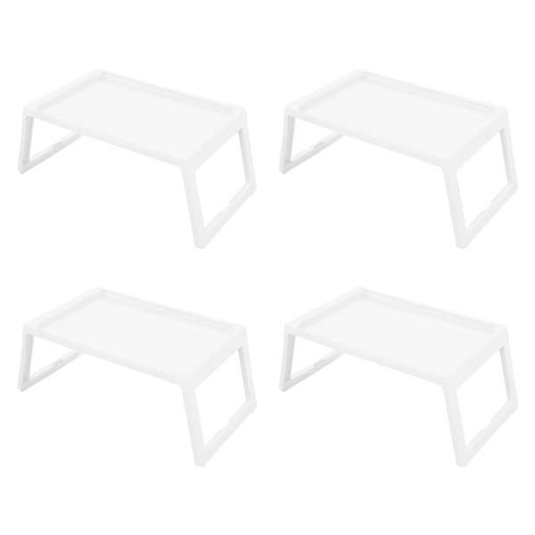 Lot de 4 tables de plateau de lit avec pieds pliables tables pliantes avec plateaux de service de nourriture blanc Lot de 4 tables de plateau de lit avec pieds pliables tables pliantes avec plateaux de service de nourriture blanc