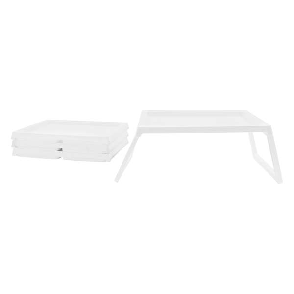 Lot de 4 tables de plateau de lit avec pieds pliables tables pliantes avec plateaux de service de nourriture blanc