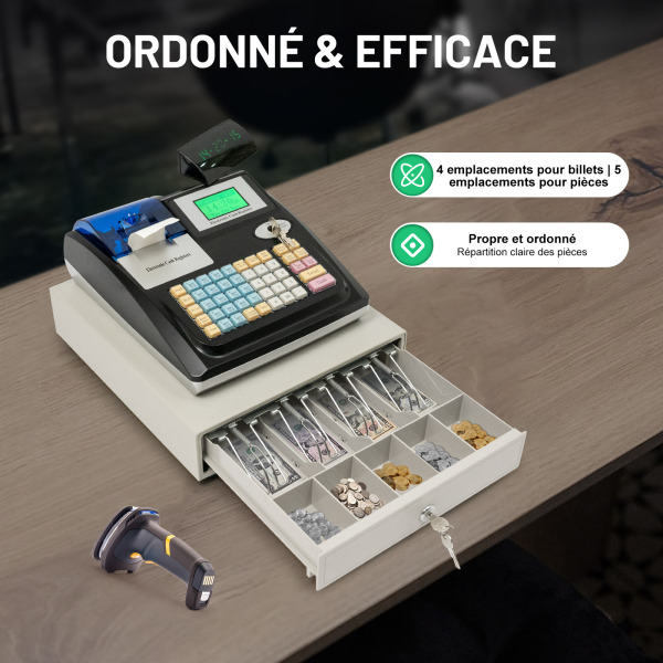 100-240V Caisse Enregistreuse Électronique Avec Tiroir-Caisse & Double Affichage Caisse Enregistreuse Pour Petites Entreprises