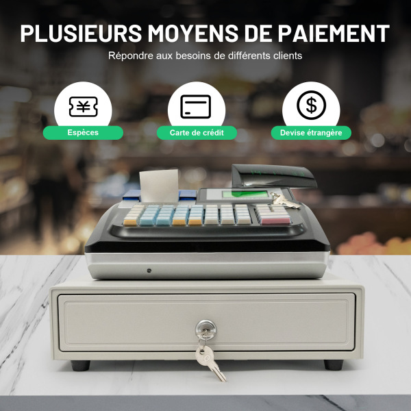 100-240V Caisse Enregistreuse Électronique Avec Tiroir-Caisse & Double Affichage Caisse Enregistreuse Pour Petites Entreprises