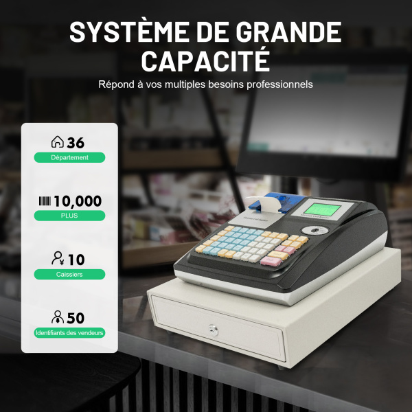 100-240V Caisse Enregistreuse Électronique Avec Tiroir-Caisse & Double Affichage Caisse Enregistreuse Pour Petites Entreprises