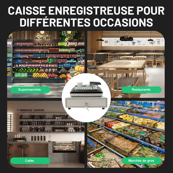100-240V Caisse Enregistreuse Électronique Avec Tiroir-Caisse & Double Affichage Caisse Enregistreuse Pour Petites Entreprises