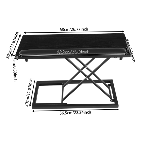Support de clavier réglable en hauteur (26,77 x 11,81 po), support de clavier de bureau, support de clavier