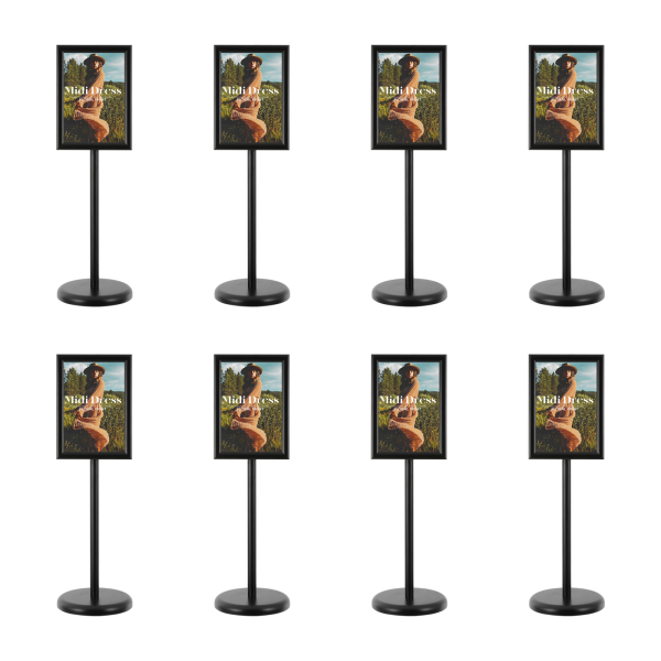 Lot de 8 supports d'affichage A4 réglables sur pied, robustes et résistants - Noir