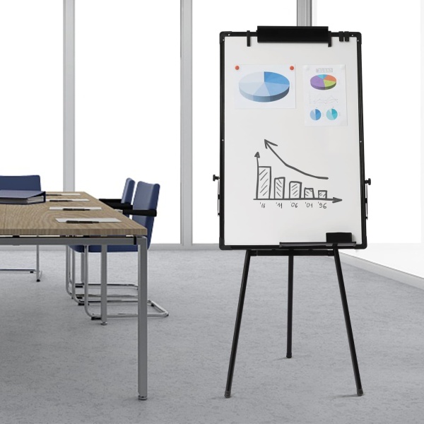 Tableau blanc magnétique - 91 x 61 cm - Avec support réglable en hauteur - Planning familial pour bureau, maison et école