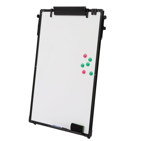 Tableau blanc magnétique - 91 x 61 cm - Avec support réglable en hauteur - Planning familial pour bureau, maison et école