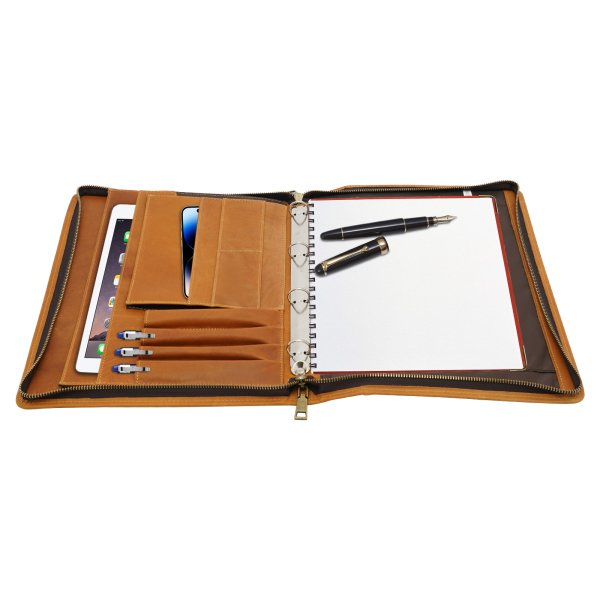 Organisateur d'affaires professionnel pour lettre/bloc-notes A4, cadeau pour hommes, pour les voyages d'affaires, pour se rendre au travail, pour les négociations d'affaires, marron