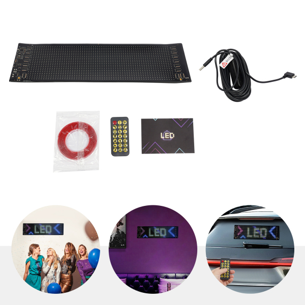 Écran LED flexible 34,8 cm x 10,2 cm, panneau d'affichage LED, panneau LED flexible pour voiture, magasin, bar, publicité