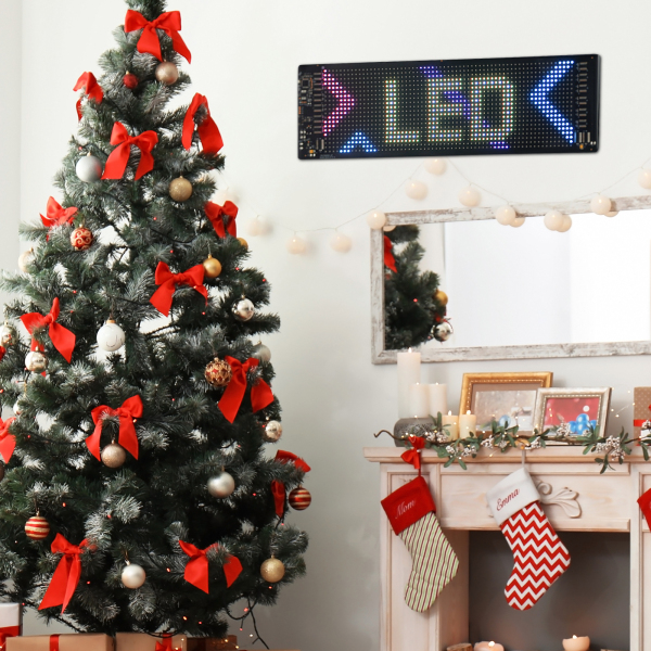 Écran LED flexible 34,8 cm x 10,2 cm, panneau d'affichage LED, panneau LED flexible pour voiture, magasin, bar, publicité
