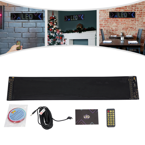 Écran LED flexible 59,5 cm x 12 cm, panneau d'affichage LED, panneau LED flexible pour voiture, magasin, bar, publicité