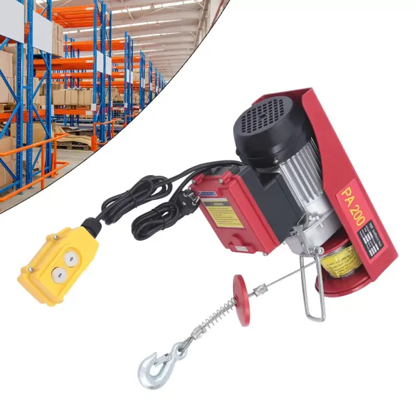 Treuil électrique 200KG Hauteur de levage 12m Palan électrique Palan à câble 510W Treuil à moteur avec télécommande à fil