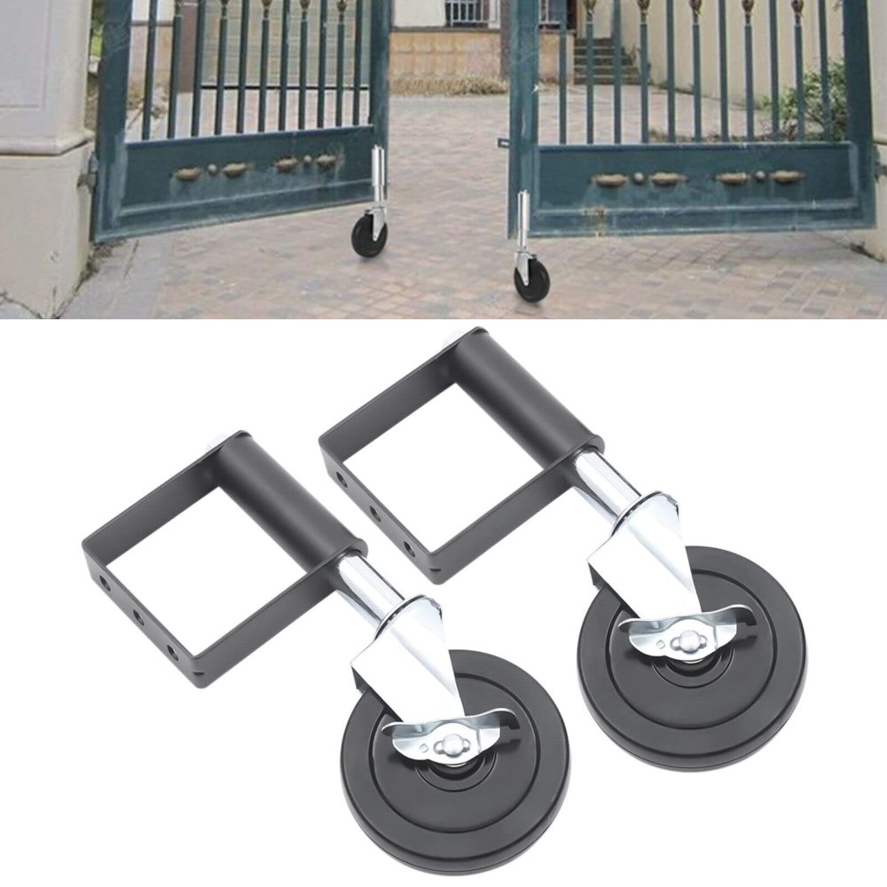 Lot de 2 roulettes de portail à ressort pour portail - Charge maximale : 50 kg - Avec frein de verrouillage latéral
