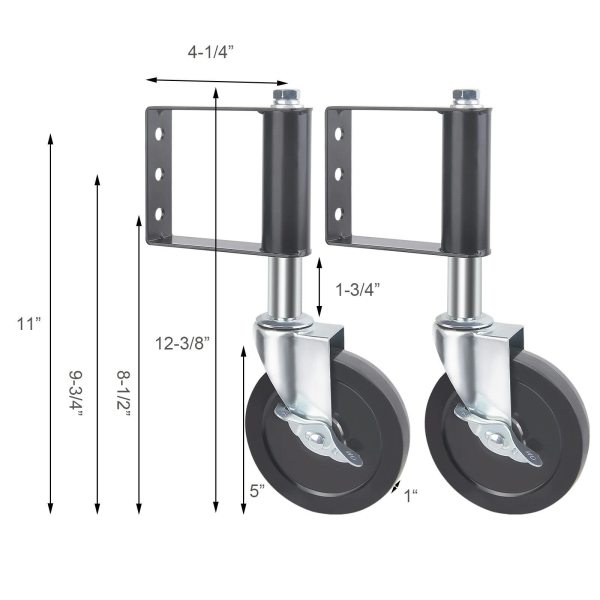 Lot de 2 roulettes de portail à ressort pour portail - Charge maximale : 50 kg - Avec frein de verrouillage latéral Lot de 2 roulettes de portail à ressort pour portail - Charge maximale : 50 kg - Avec frein de verrouillage latéral