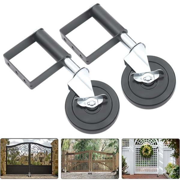 Lot de 2 roulettes de portail à ressort pour portail - Charge maximale : 50 kg - Avec frein de verrouillage latéral