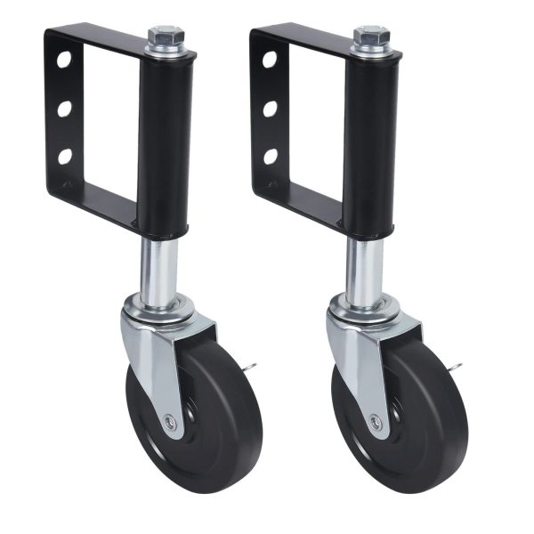 Lot de 2 roulettes de portail à ressort pour portail - Charge maximale : 50 kg - Avec frein de verrouillage latéral