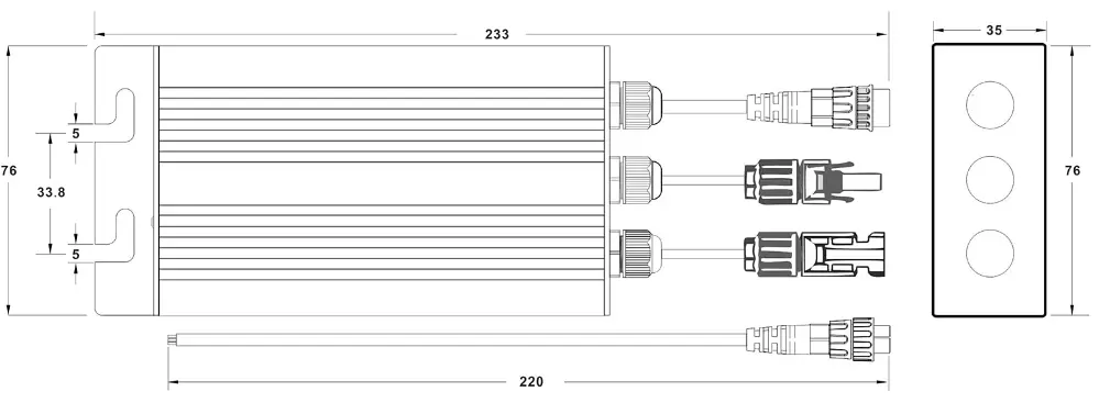 Micro onduleur solaire MPPT Onduleur sinusoïdal pur MPPT avec câble CA 230 V