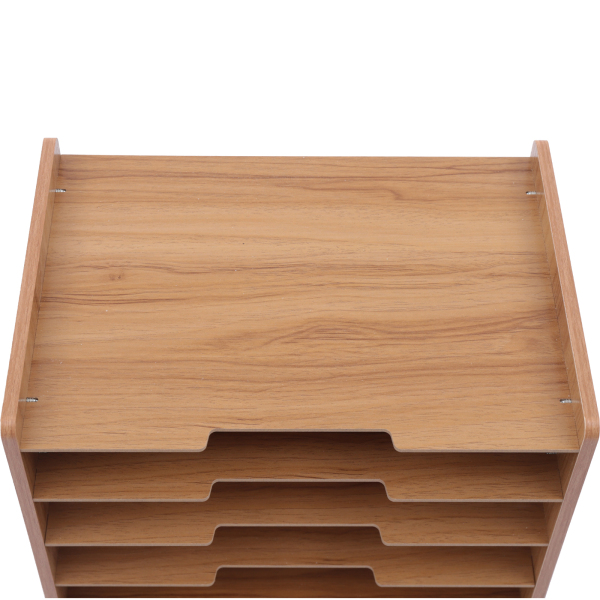 Organiseur de bureau en bois à 7 niveaux, idéal pour ranger des documents et des dossiers.