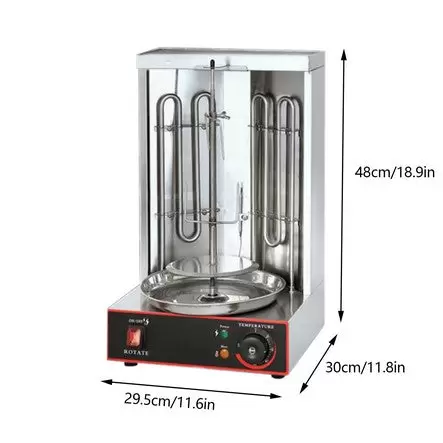 Verticale Kebab Grill, Roterende Kebab Rotisserie Machine Verticale Rotisserie Grill met Dubbele 360° Rotatie Verwarmingsbuizen 3000W