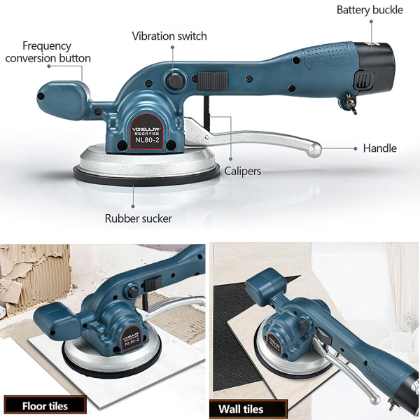 Vibromasseur de carrelage électrique manuel avec chargeur Machine de nivellement automatique