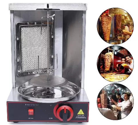 Roestvrijstalen gas verticale barbecuemachine kebabmachine