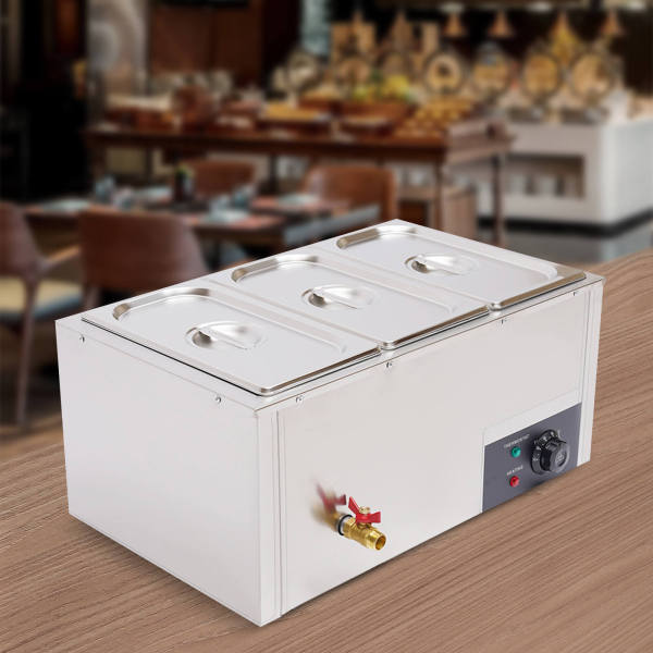 3 x 7 l de 7 l de chauffe-plats en acier inoxydable pour la restauration - 850 W