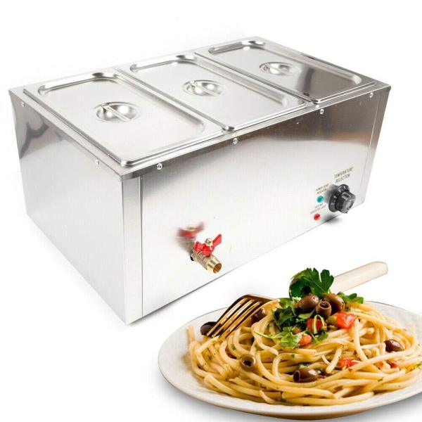 3 x 7 l de 7 l de chauffe-plats en acier inoxydable pour la restauration - 850 W